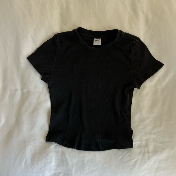 Black Ribbed T-Shirt - Picture 1 of 4